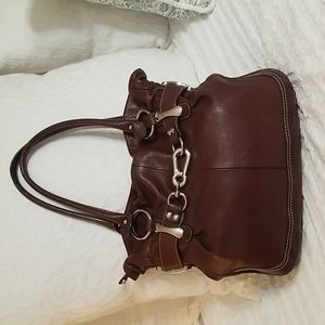 B Makowsky Burgundy leather handbag